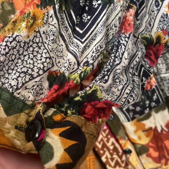 Vintage rayon mixed media patchwork long sleeve button down by Rosey Tomato - Picture 9 of 10